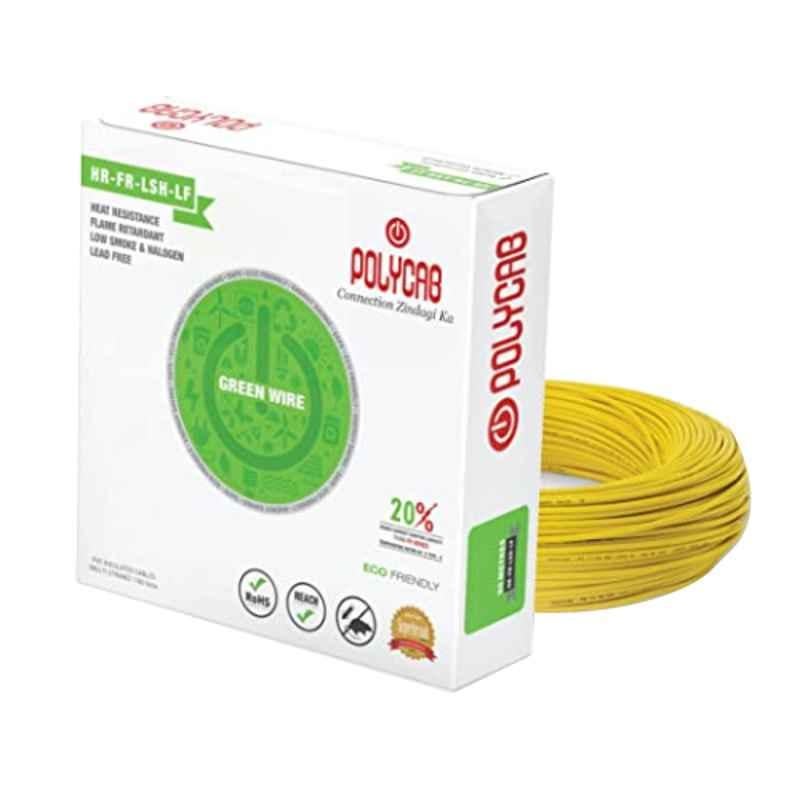 Polycab Green 1 Sqmm Yellow Single Core Multi Strand Heavy Duty FR PVC Housing Wire, Length: 90 m