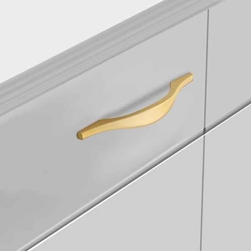 Plantex 128mm Zinc Gold PVD Finish Pull Cabinet Handle for Home & Office, APS-PH-102-GOLD-128MM-PK3 (Pack of 3)