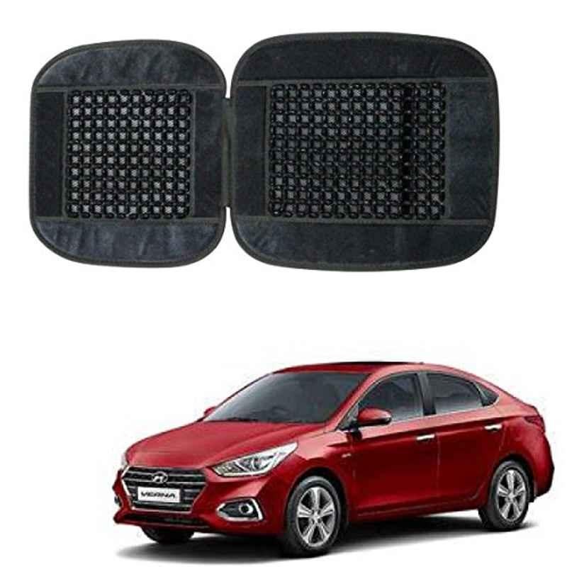 Kozdiko Car Wooden Bead Seat Cover Cushion with Grey Velvet Border for Hyundai Verna Nextgen 2017