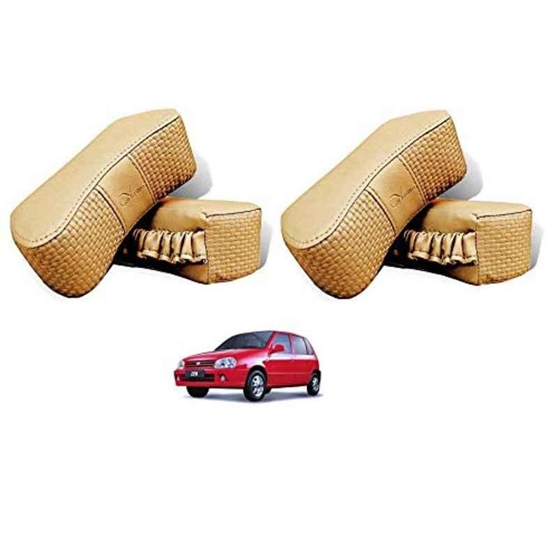 Kozdiko 4 Pcs CV Designer Beige Leatherite Neck Rest Car Cushion Pillow Set for Maruti Suzuki Zen
