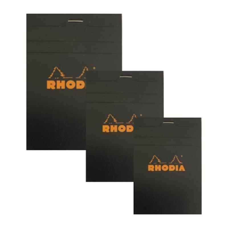 Rhodia No. 11 A7 74x105 mm 80 GSM Black Graph Ruled Notepad, 80/pages