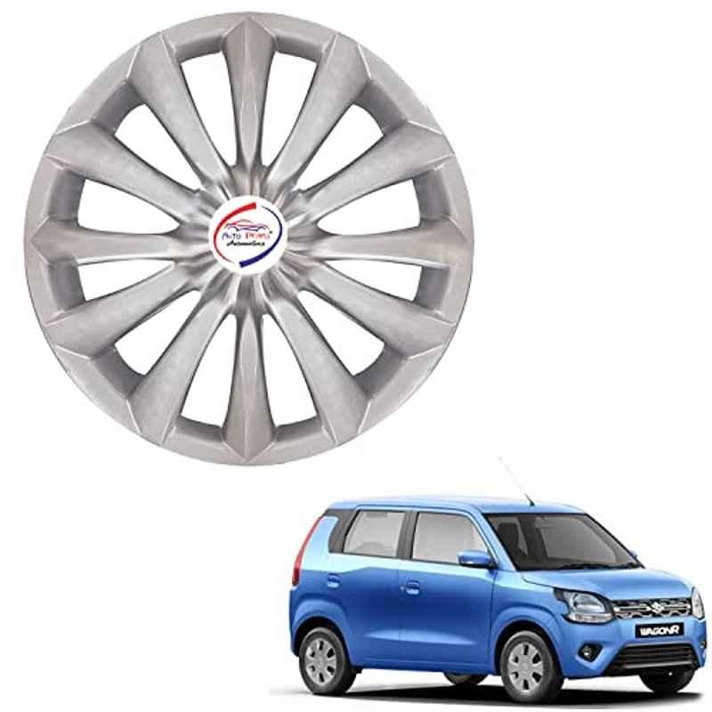 Auto Pearl 4 Pcs 13 inch ABS Silver DZRSL23 Hubcap Wheel Cover Set with Retention Ring for Maruti Suzuki WagonR 2019