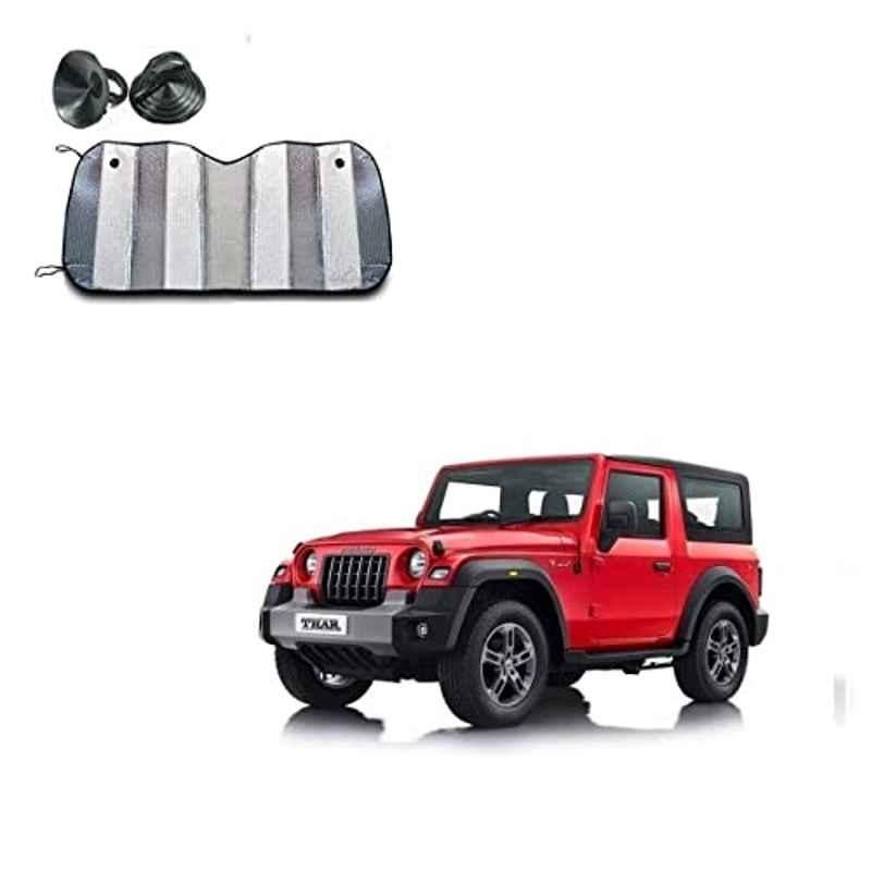 Kozdiko Aluminium Foil Front/Rear Windshield Foldable Car Sunshade for Mahindra Thar 2021, Curtain_109