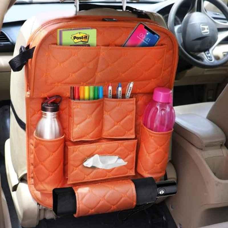 Car Back seat Organizer with Foldable Table Tray, PU Leather Car