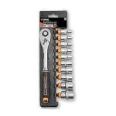 Groz Socket On Rail 9 Pcs Socket Set, KIT/SKT/H/1-2/9L/UG