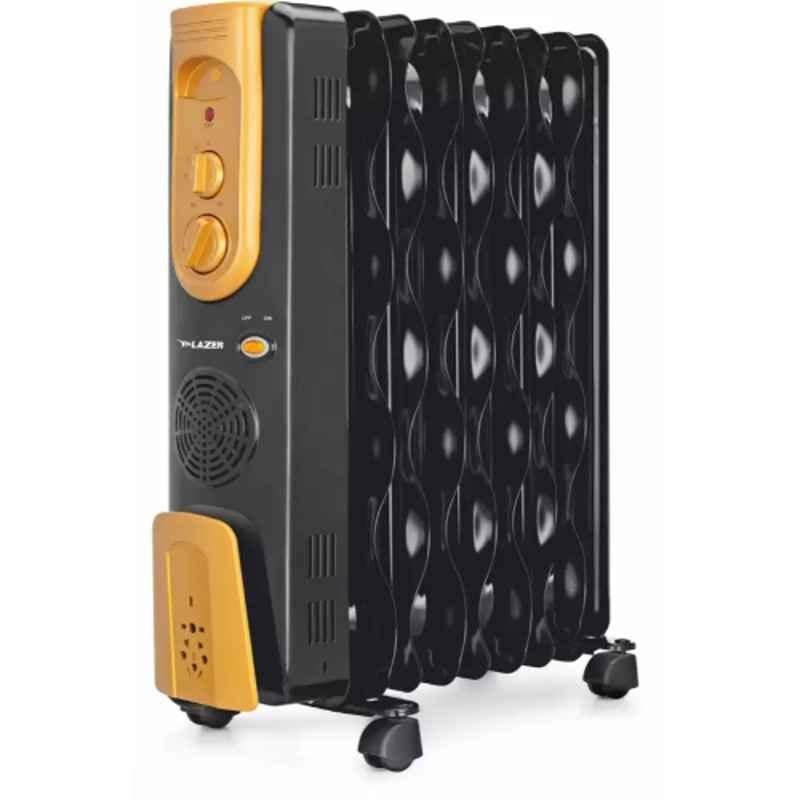Lazer Alpha 2400W OFR-9 Ecofin Black & Gold Oil Filled Radiator PTC Room Heater with Fan, OFR9ECOFINBGLD (OFR with Fan)