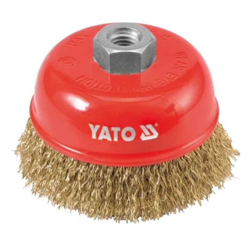 Yato 100x14mm Crimped Brass Wire Cup Brush, YT-4766