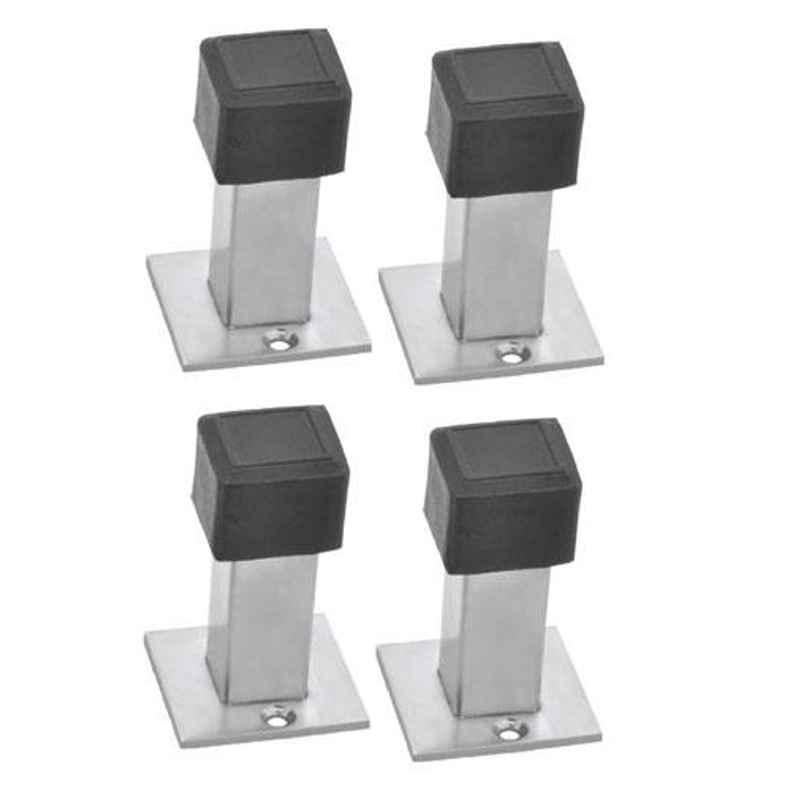 Nixnine Stainless Steel Back Silencer Door Stopper with Square Rubber Pad, SS_SQR_A-617_4PS (Pack of 4)