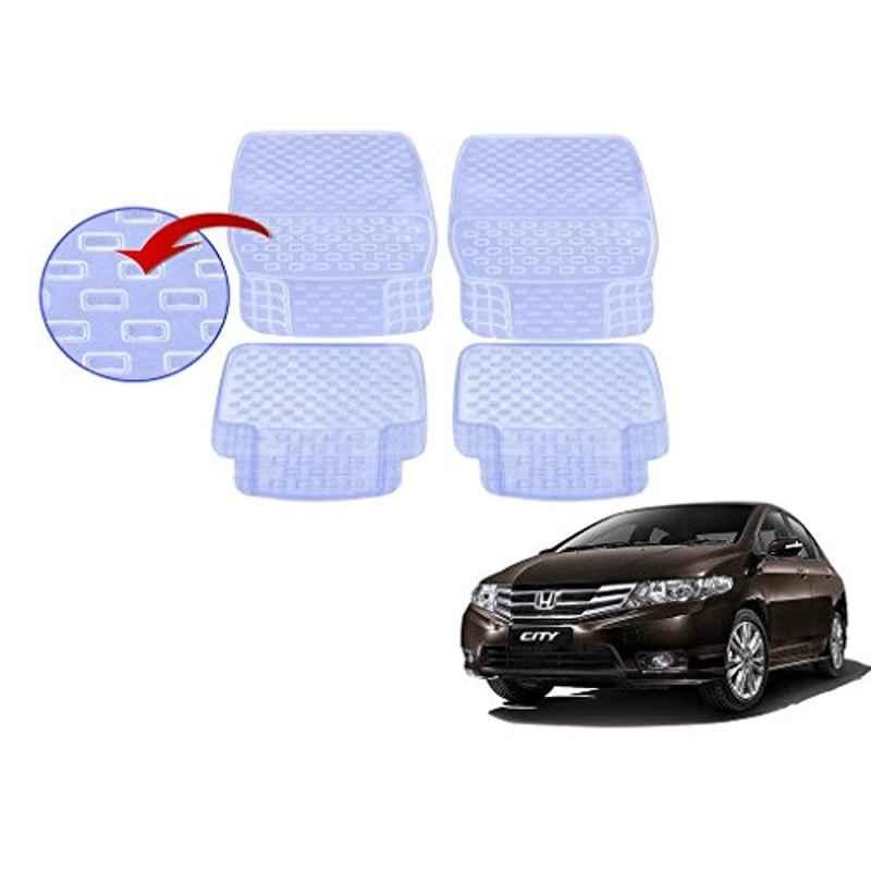Kozdiko 93043 4 Pcs Rubber & PVC Clear Car Floor Mat Set for Honda City