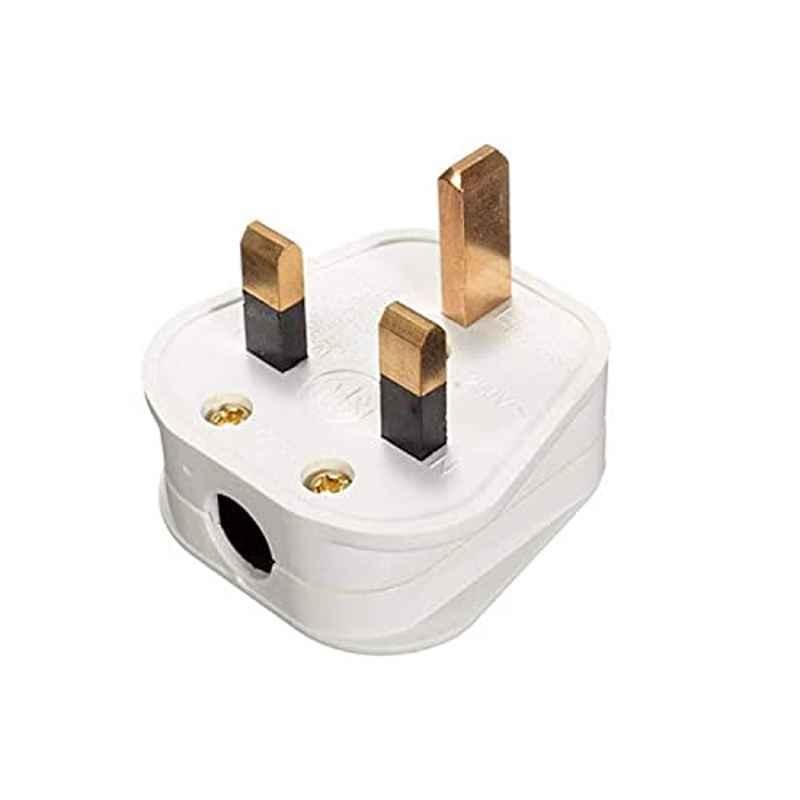 13A 3 Pin White Plug (Pack of 3)