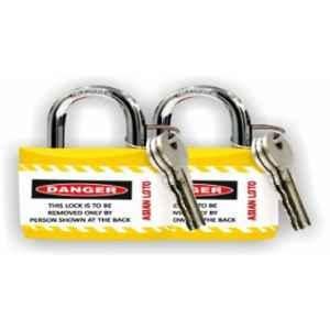Asian Loto 2 Pcs Metal & Plastic Yellow Regular Shackle Jacket Padlock Set with 3 Keys, ALC-LPR