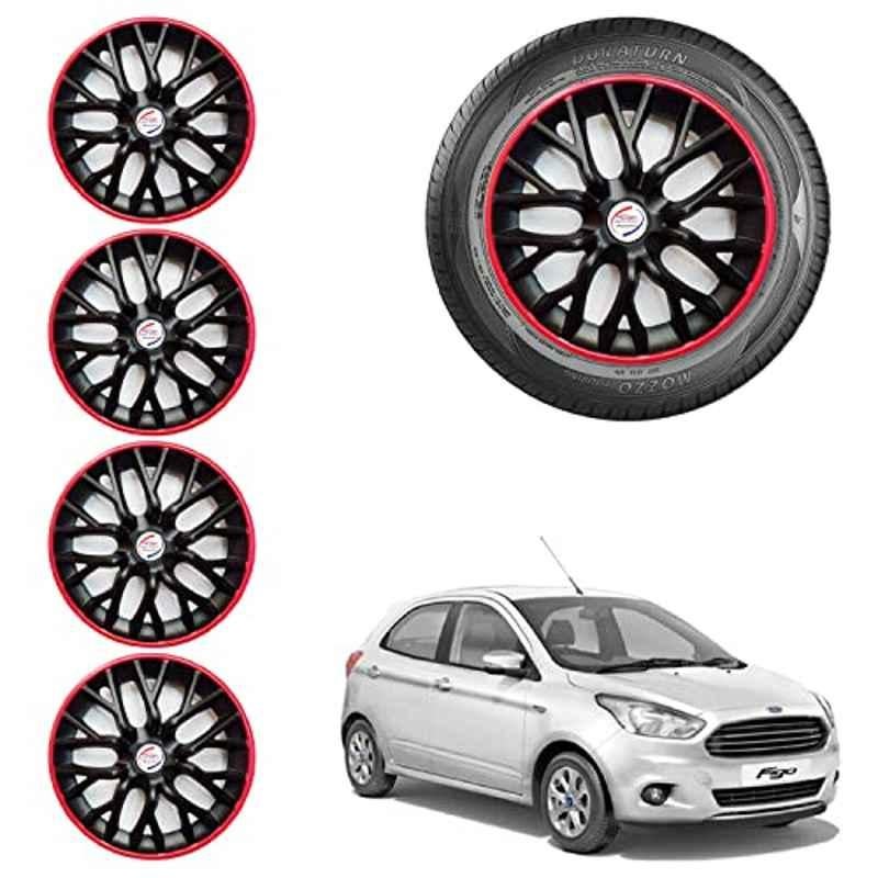 Auto Pearl 4 Pcs 14 inch ABS Black & Red Car Wheel Cover Set for Ford Figo 2015