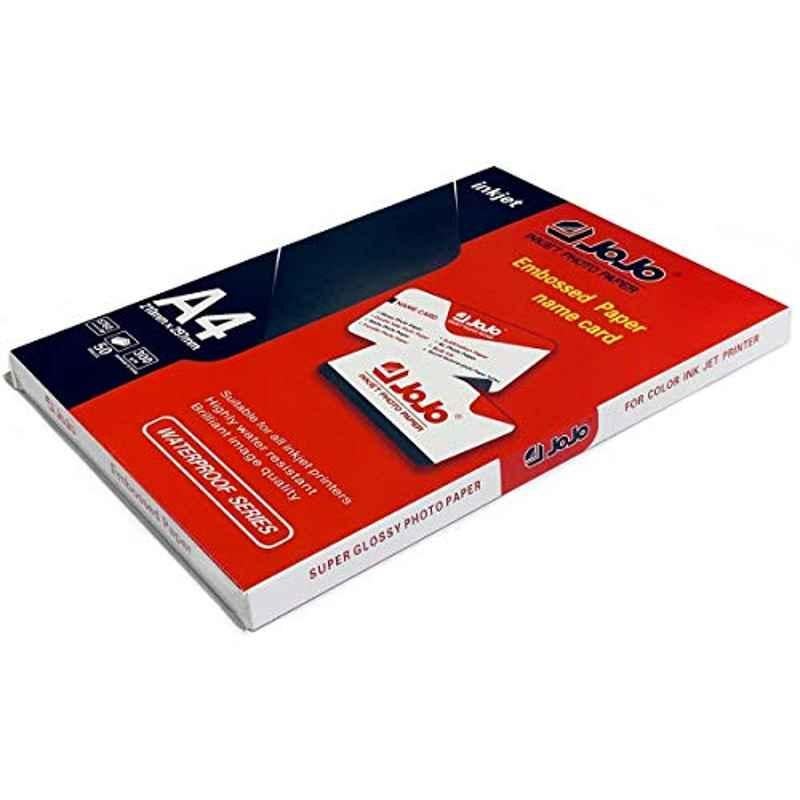 Jojo A4 300 GSM Waterproof Embossed Card Paper Inkjet Photo Paper (Pack of 50)