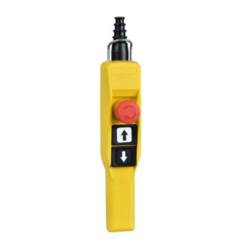 Schneider 1NO+1NC Plastic Yellow 2 Booted Push Button Pistol Grip Pendant Control Station, XACA2153