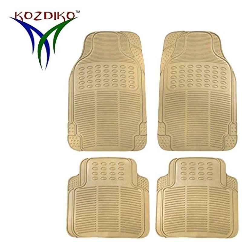 Kozdiko 4 Pcs Rubber Beige Car Simple Foot Mat Set for Mahindra Reva
