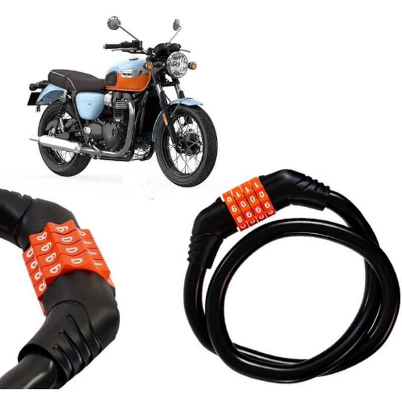 Auto Pearl Black & Orange 4 Digit Anti-Theft Combination Number Lock for Bonneville T100