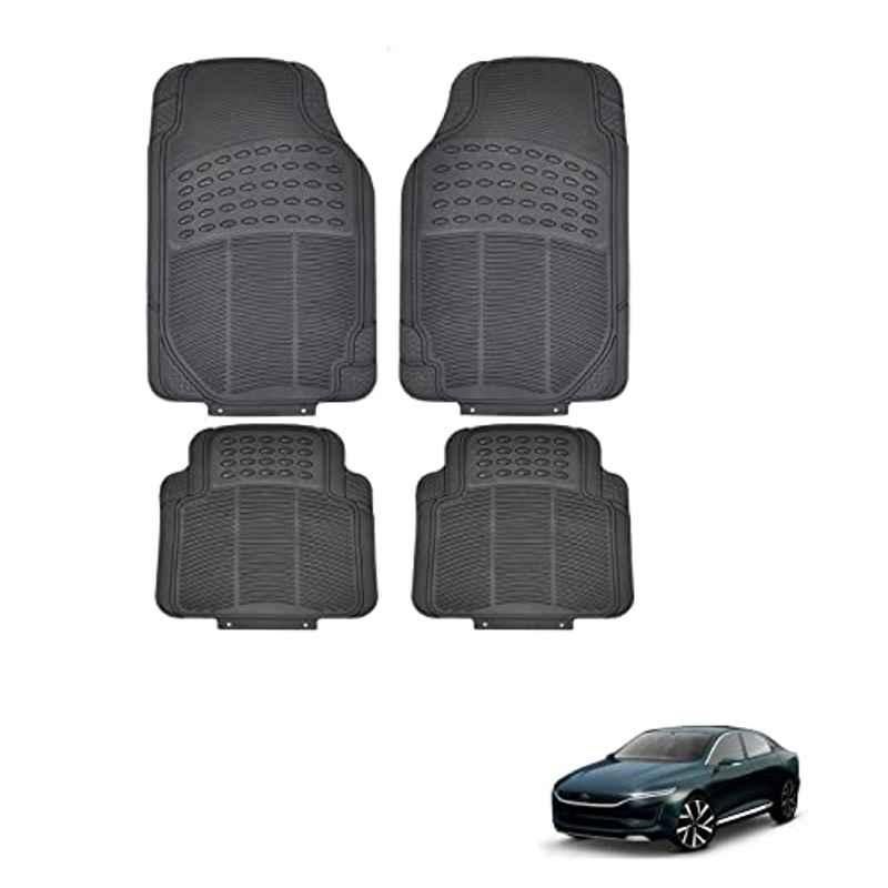 Kozdiko 4 Pcs Rubber Black Car Simple Floor Mat Set for Tata Evision