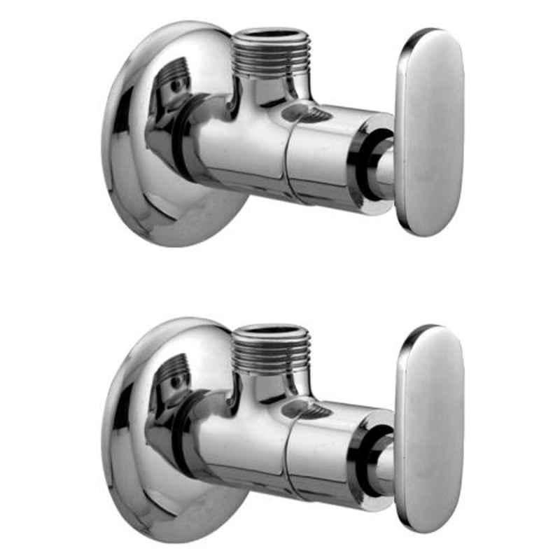 Joyway Solo Brass Chrome Finish Silver Angle Valve Stop Cock (Pack of 2)