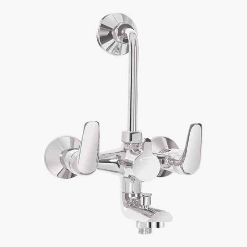Kerovit Slope Silver Chrome Finish Wall Mixer 3 in 1 with Flanges, KB1311018