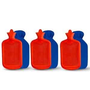 Ozocheck 1L Red Rubber Non-Electric Hot Water Bag with Cover, G086-3 (Pack of 3)