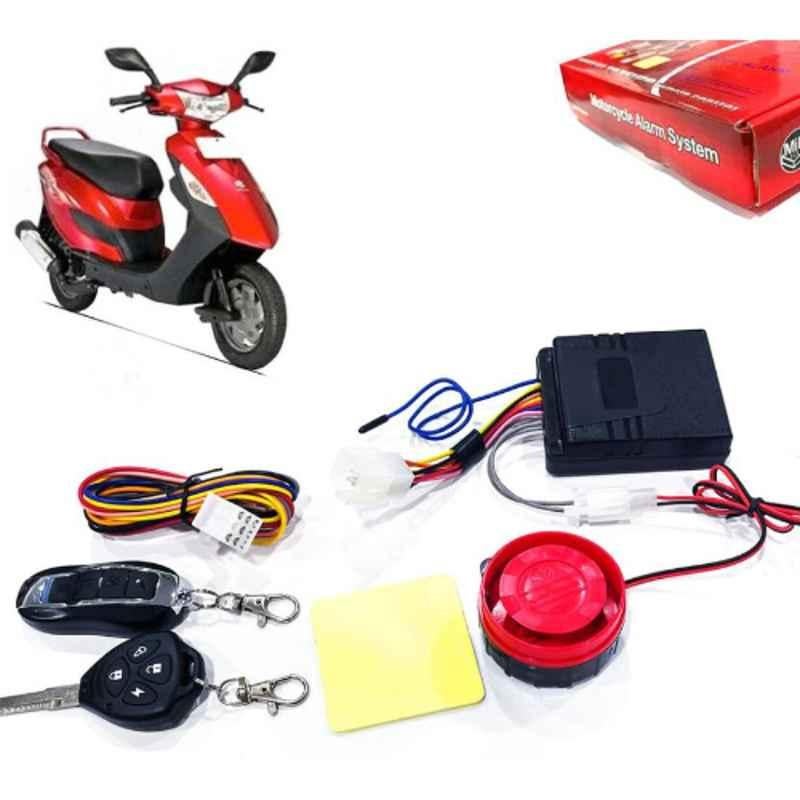 Auto Pearl 12V Black Two-Way Anti Theft Motorcycle Alarm Kit with 2 Pcs Remote for Kristal