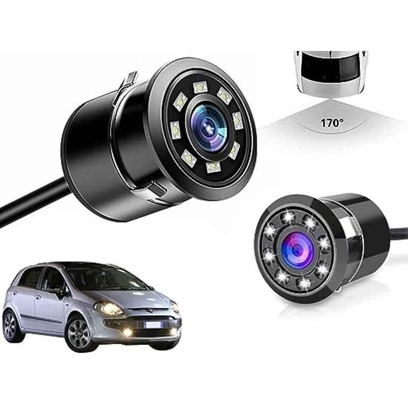 Auto Pearl 8 LED Black Waterproof & Shockproof HD Night Vision Car Reverse Parking Camera for Fiat Punto Evo