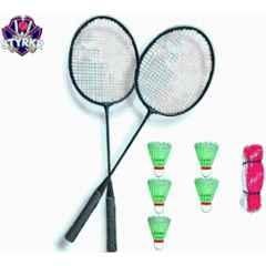 STYRKR Iron Multicolour Flex Combo-1 (2 Badminton Rackets, 5 Plastic Shuttlecock, 1 Badminton Net Nylon) Badminton Kit