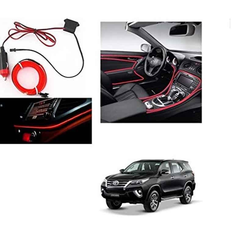 Kozdiko 12V 5m Red Car Interior Decor Neon Strip Light for Toyota Fortuner 2016