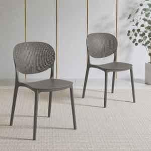 CELLBELL Aero Plastic Grey Stackable Armless Chair (Pack of 2)