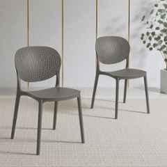CELLBELL Aero Plastic Grey Stackable Armless Chair (Pack of 2)