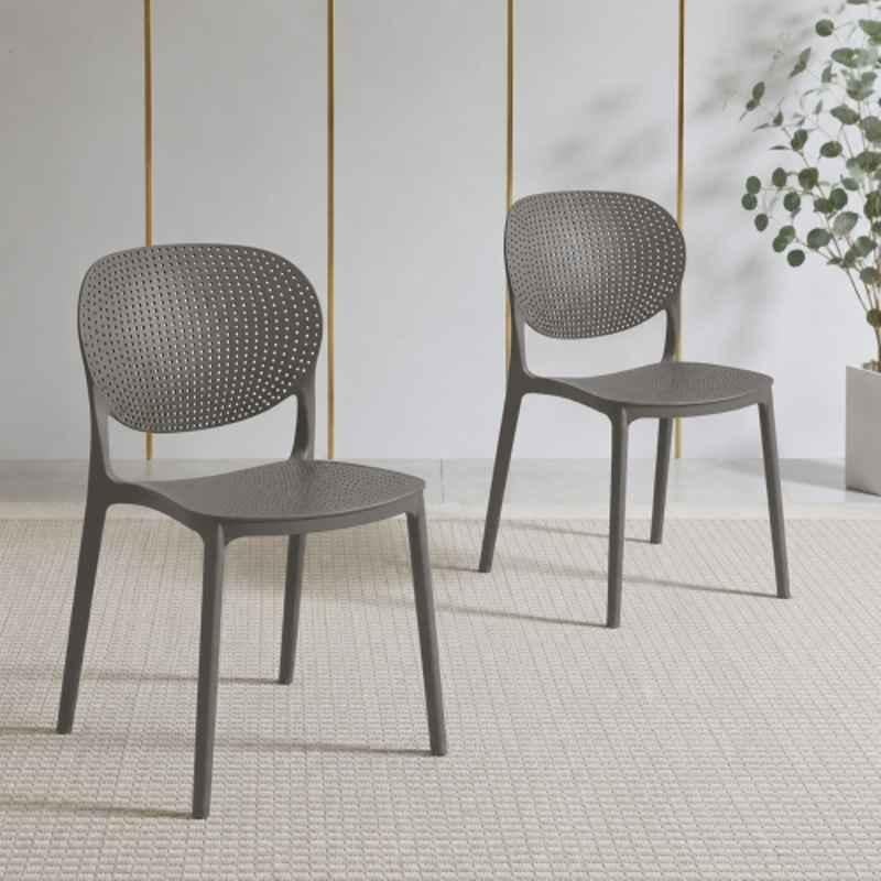 CELLBELL Aero Plastic Grey Stackable Armless Chair (Pack of 2)