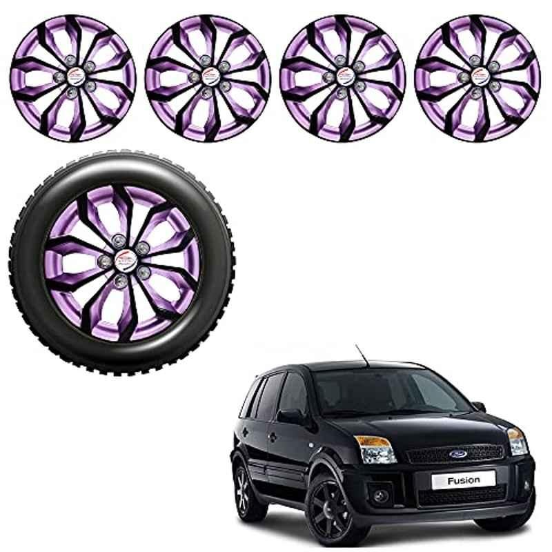 Auto Pearl 4 Pcs 15 inch Black Voilet ABS Press Type Hubcap Wheel Cover Set with Retention Ring for Ford Fusion