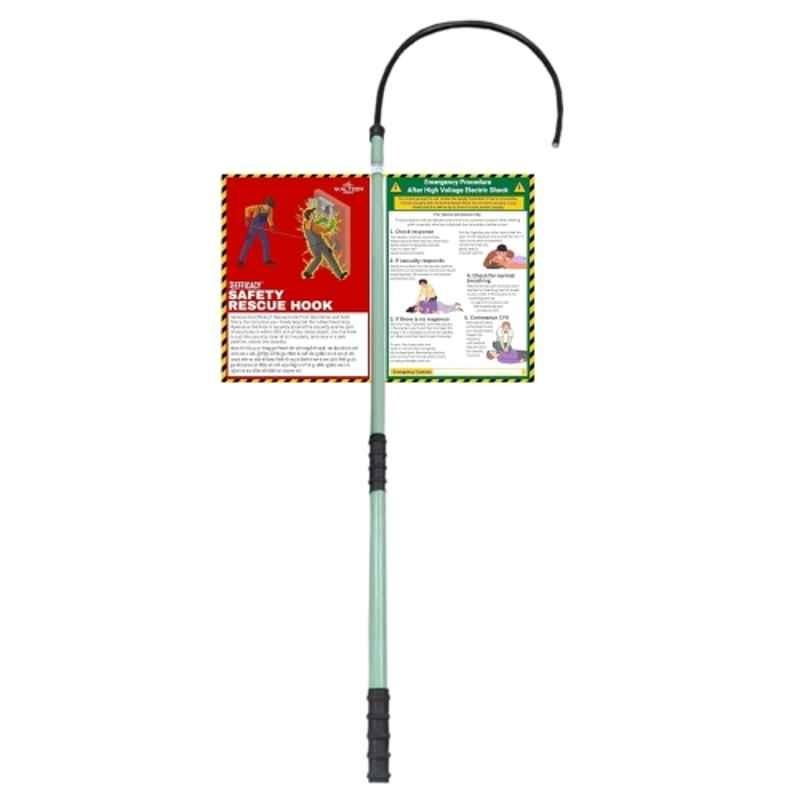 Efficacy 6ft 33kV Fiberglass Insulated Electrical Rescue Hot Stick with Extra Wide Opening Hook for High Voltage Emergency Response & Industrial Electrical Safety