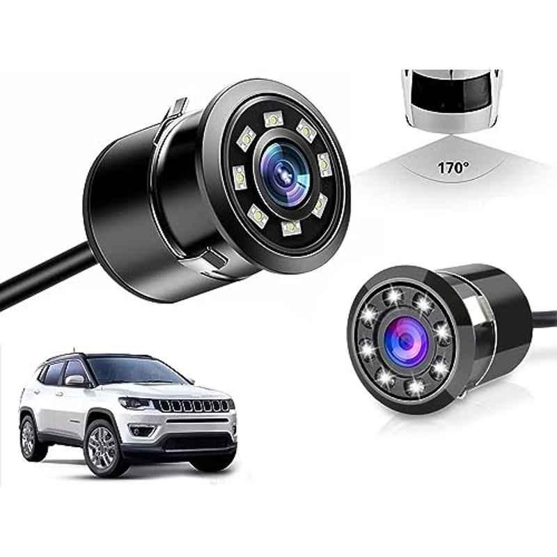 Auto Pearl 8 LED Black Waterproof & Shockproof HD Night Vision Car Reverse Parking Camera for Jeep Compass 2017