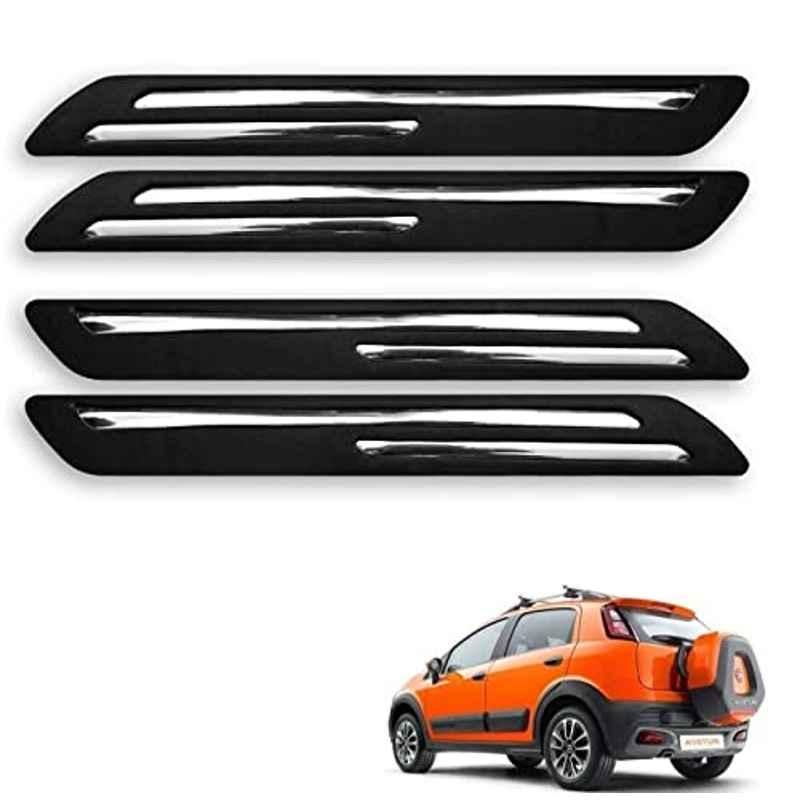 Kozdiko 4 Pcs Rubber PVC Double Chrome Rubber Bumper Protector Guard Set with Chrome Strips for Fiat Avventura