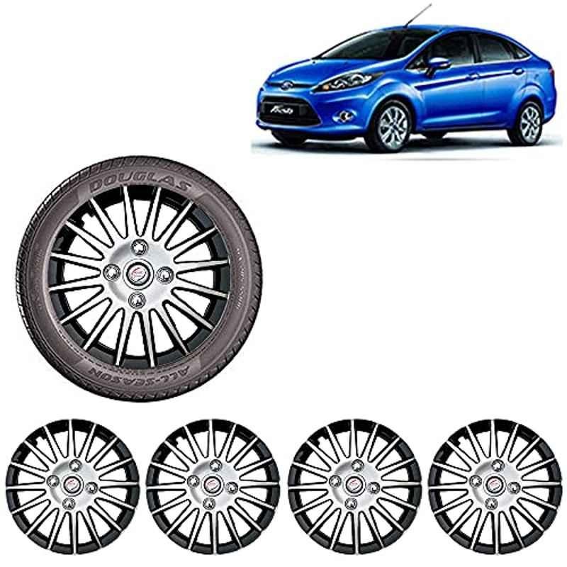 Auto Pearl 4 Pcs 14 inch ABS Silver & Black Wheel Cover Set for Ford Fiesta