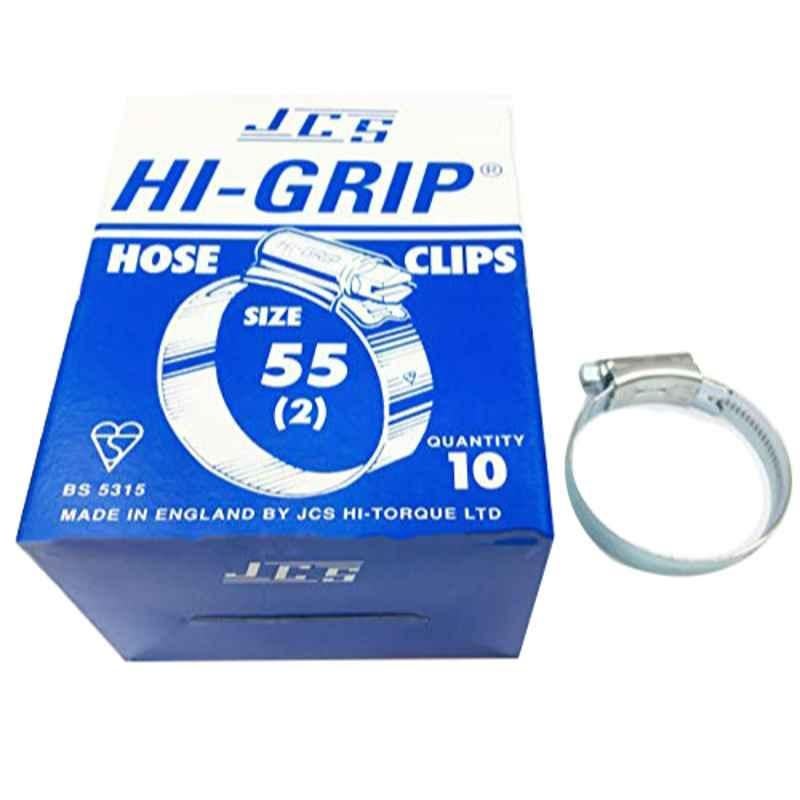 JCS HI-Grip 55mm Zinc Plated Hose Clips (Pack of 10)