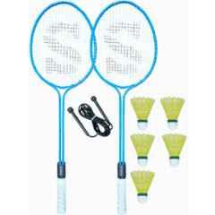 STYRKR Alloy Steel Multicolour Badminton Racquet Set of 2 with Shuttlecock 5 1 Skipping Rope Badminton Kit