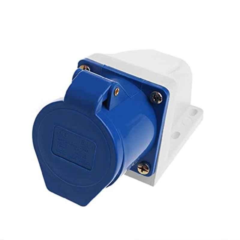 32A 250V 3 Pin Plastic Blue Waterproof Industrial Socket