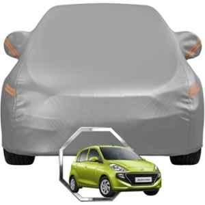 Allextreme Polyester Grey Highlighter Car Cover with Mirror Pocket & Triple Stitched Bottom Elastic for Hyundai Santro All Model & Years, PV-GR-05