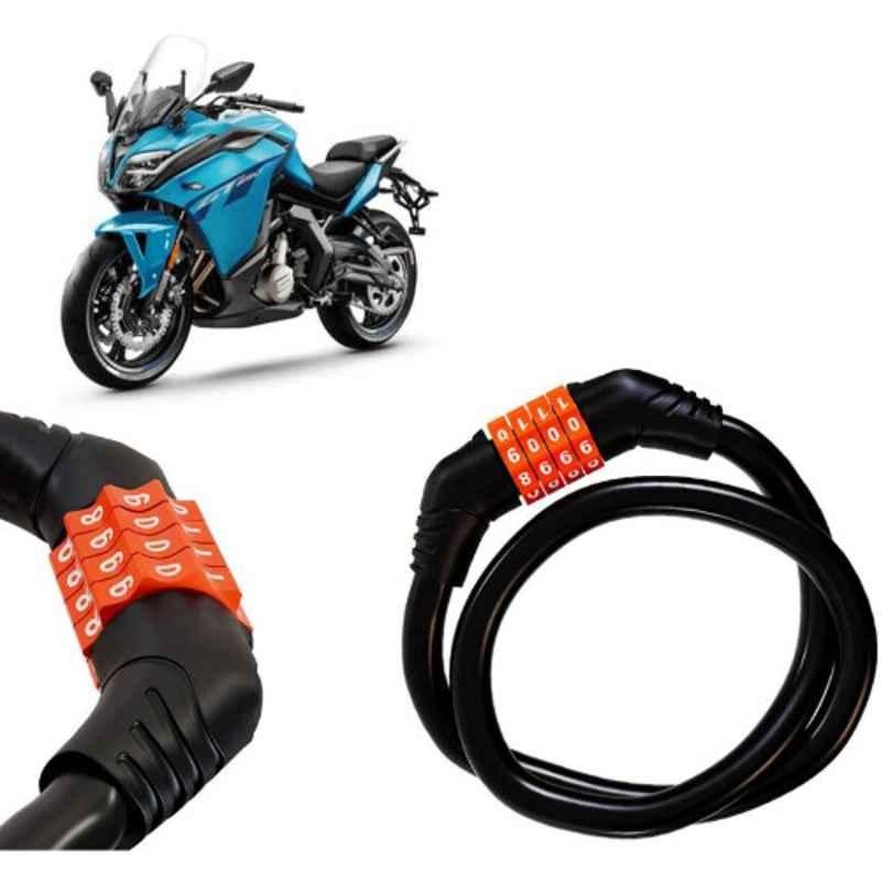 Auto Pearl Black & Orange 4 Digit Anti-Theft Combination Number Lock for 650GT BS6
