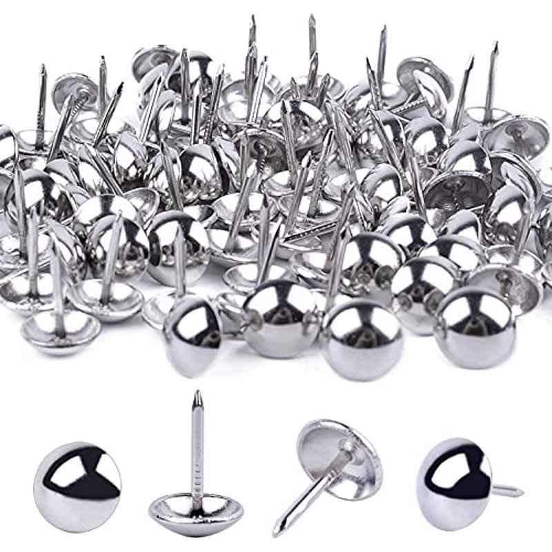 Abbasali 7/16 inch Silver Upholstery Tacks Furniture Nails Pins (Pack of 100)