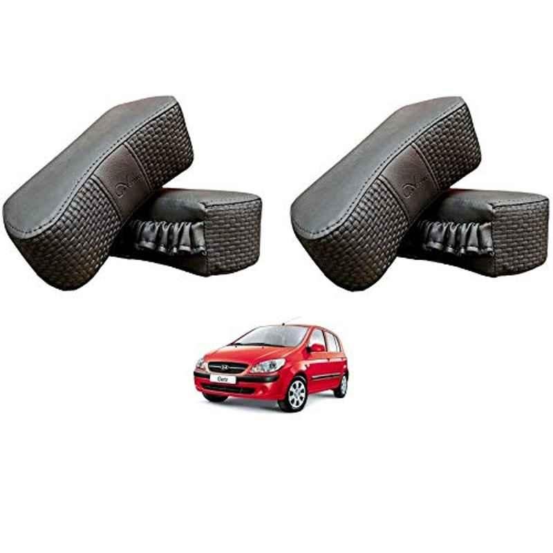 Kozdiko 4 Pcs CV Designer Grey Leatherite Neck Rest Car Cushion Pillow Set for Hyundai Getz