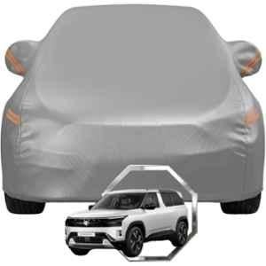 Allextreme Polyester Grey with Highlighter Car Cover with Mirror Pocket & Triple Stitched Bottom Elastic for Tata Sierra All Model & Years, TATA-SRR-GRY