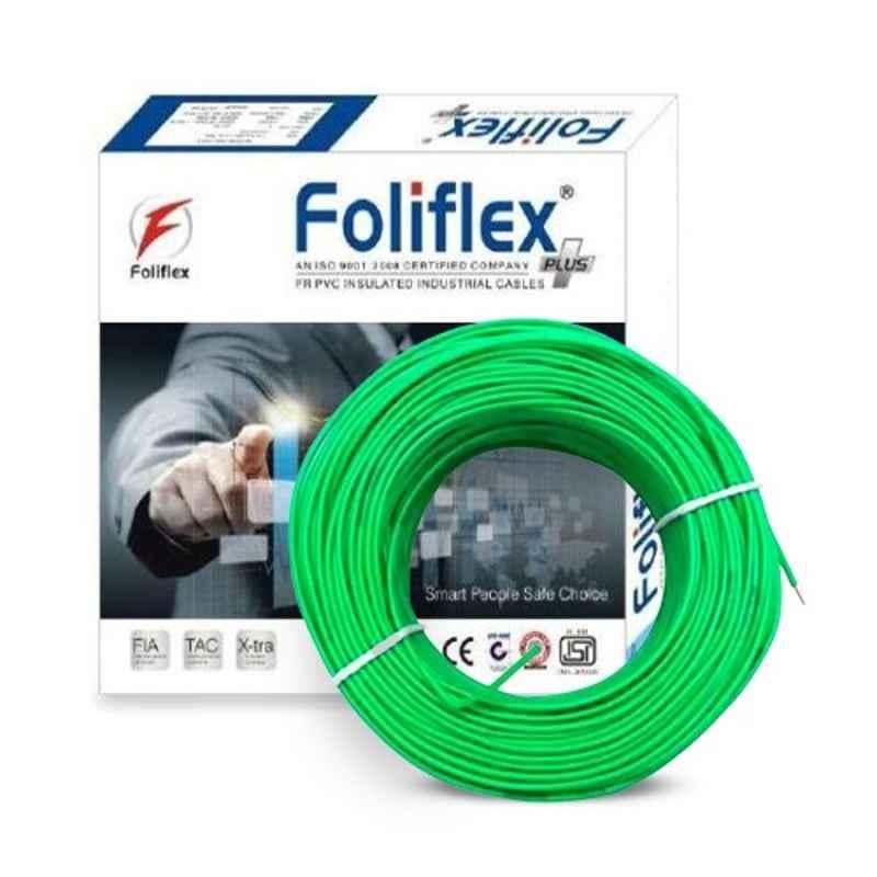 Foliflex Plus 1 Sqmm Green Single Core FR Multistrand PVC Flexible Wire, Length: 90 m