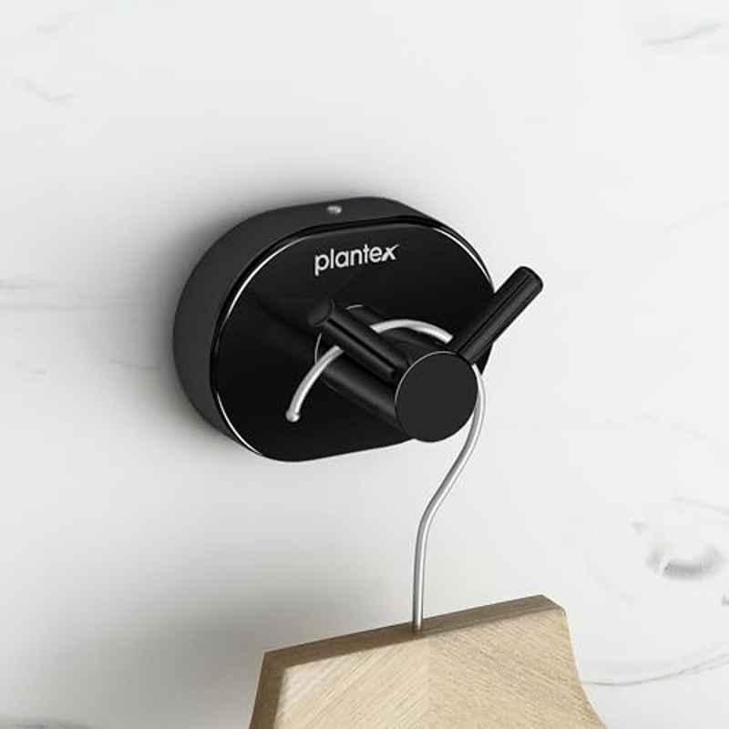 Plantex Stainless Steel Clothes Hanger for Wall/Hangers for Bathroom/Robe Hook/Bathroom Accessories PVD Black Finish Onix