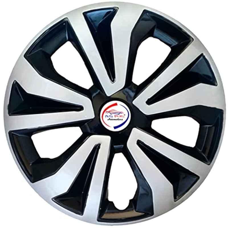 Auto Pearl 4 Pcs 14 inch Polypropylene Black & Silver Press Type Car Wheel Cover Set with Retention Ring for Honda City ZX 2009-2010, WC14in_Tiago_BlkSil_CityZX(2009-2010)