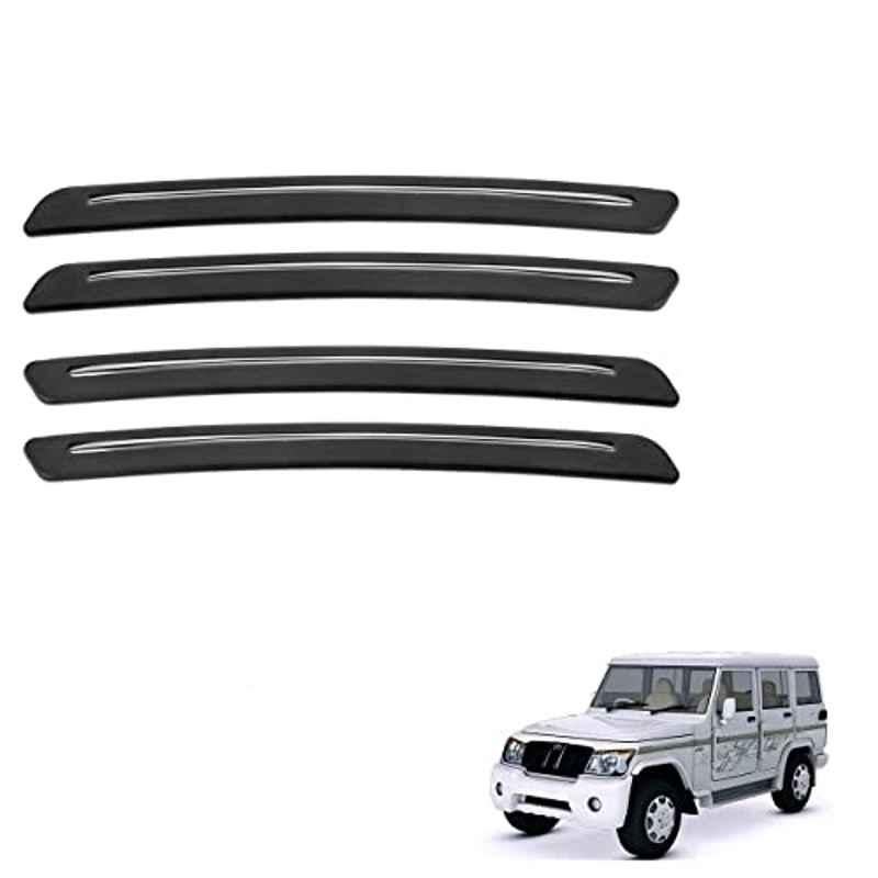 Kozdiko 4 Pcs Rubber Black Car Bumper Protector Set with Chrome Strip for Mahindra Bolero XL