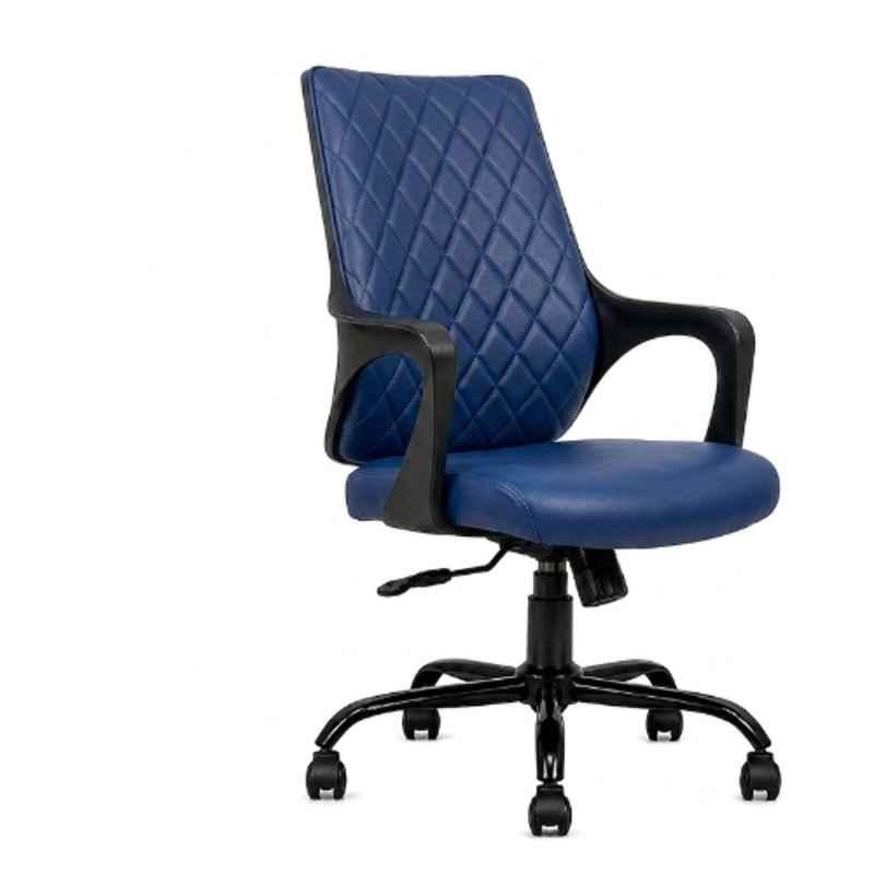 ZRF Leatherette & Nylon Blue & Black Medium Back Armrest Ergonomic Office Chair, MONOBLUE