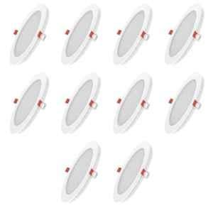 Fybros Faro 12W Polycarbonate Natural White Round LED Panel Light, FLS5058J (Pack of 10)